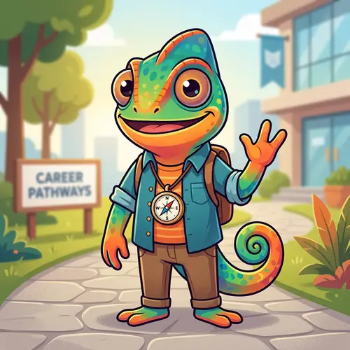 Friendly Cartoon Chameleon for Career Guidance
