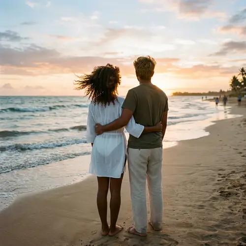 Seaside Couple Enjoying the View | Beach Romance Photo