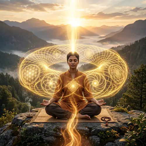 Meditating Human with Sacred Energy Field Illustration