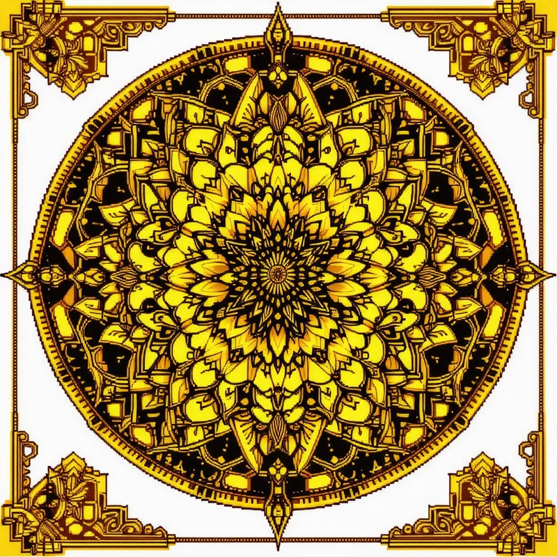 Golden Pixel Mandala Art for Minecraft