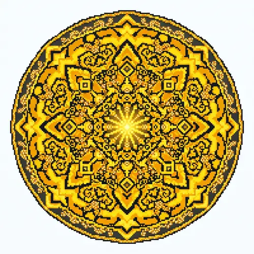 Golden Pixel Mandala Art for Minecraft