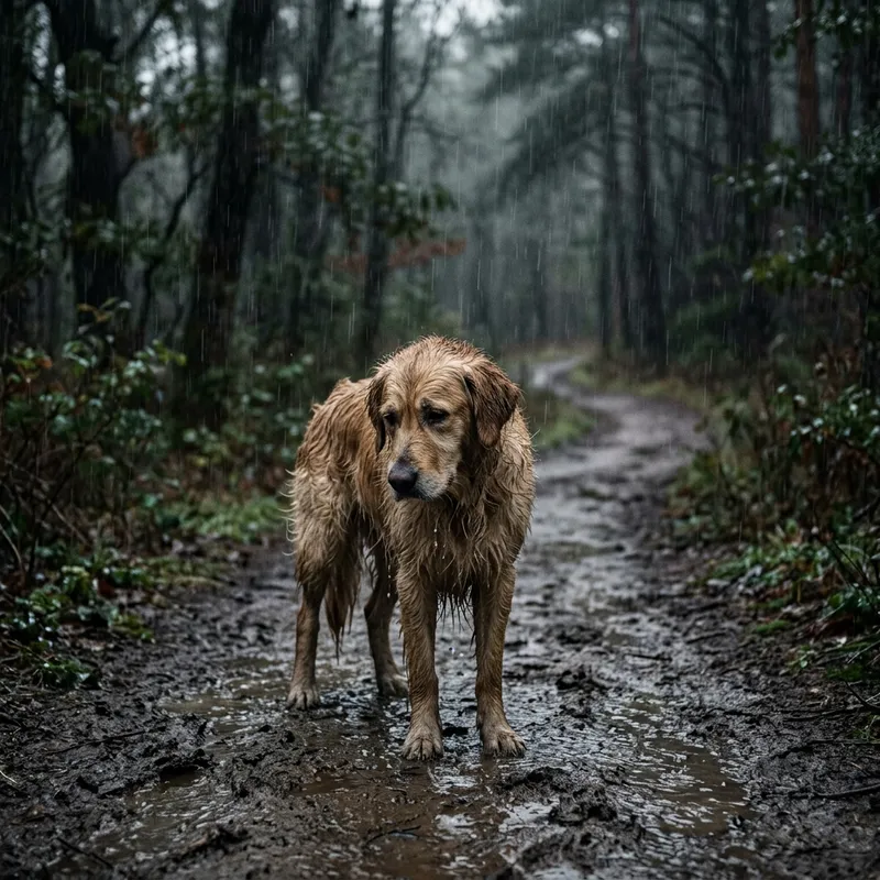 Lonely Dog In Rain | Moody Skies