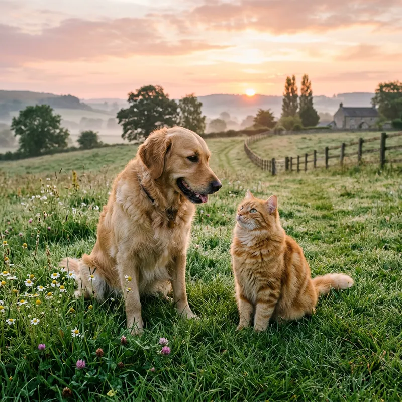 Playful Pet Duo: Dog and Cat