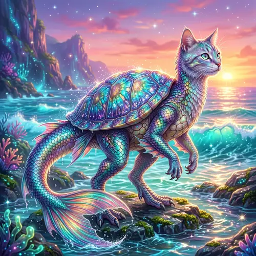 Stunning Cat Turtle Dinosaur Hybrid Art