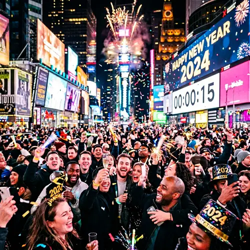 Vibrant New Year Cityscape | Festive Bokeh Lights