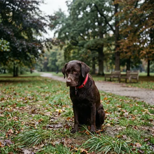 Forlorn Dog in a Park | Heartfelt Image of a Sad Pet