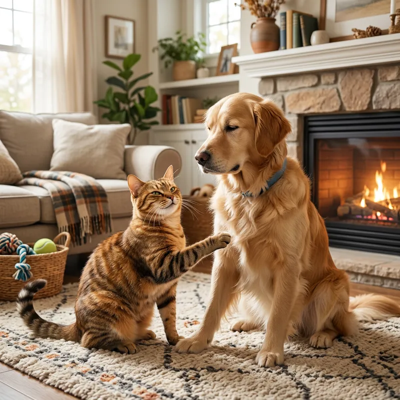 Happy Cat and Dog Friendship - Heartwarming Interaction Happy Cat and Dog Friendship - Heartwarming Interaction