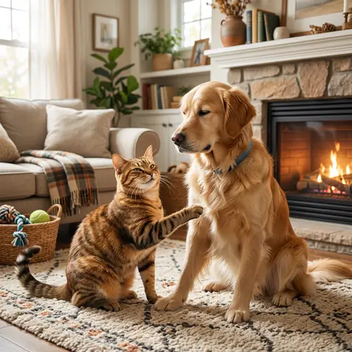 Happy Cat and Dog - Heartwarming Friendship Scene