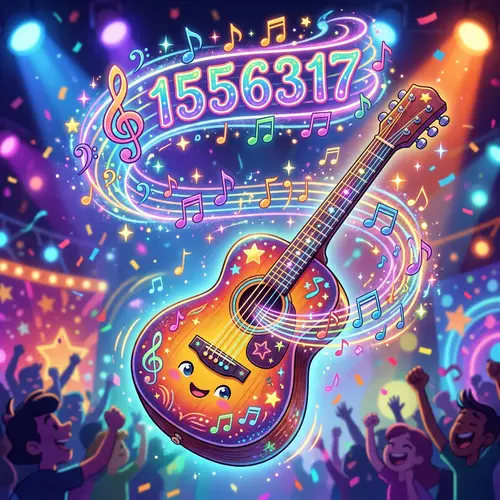 Animated Guitar Drawing with Music Notes