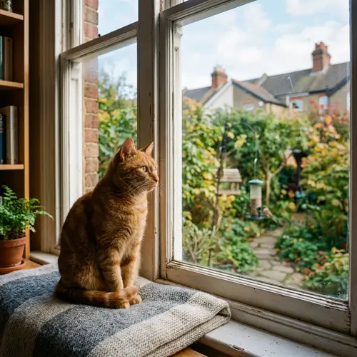 Ginger Cat Staring Out of Window