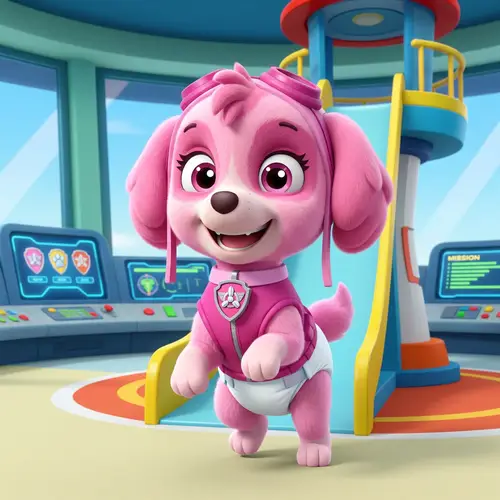 Paw Patrol Skye in Diaper - Cute Animated Dog Character