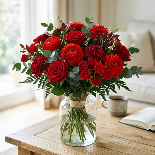 Vibrant Red Flower Bouquet | Fresh Floral Arrangements