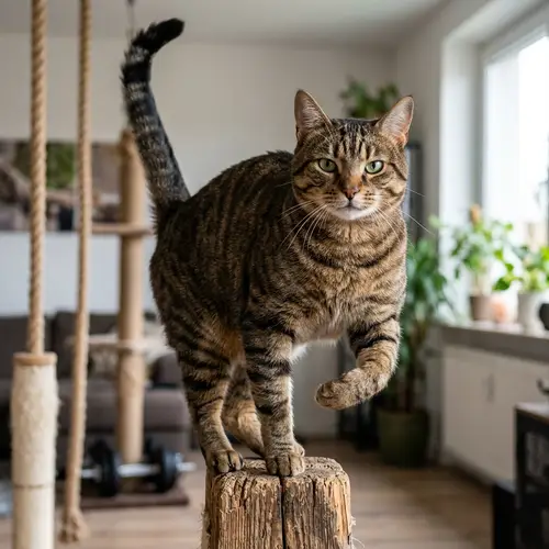 Muscular Cat: Fierce yet Adorable Pose | Sleek & Well-Groomed