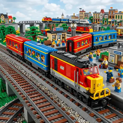 Lego Train with Colorful Boxes and Mini Figures
