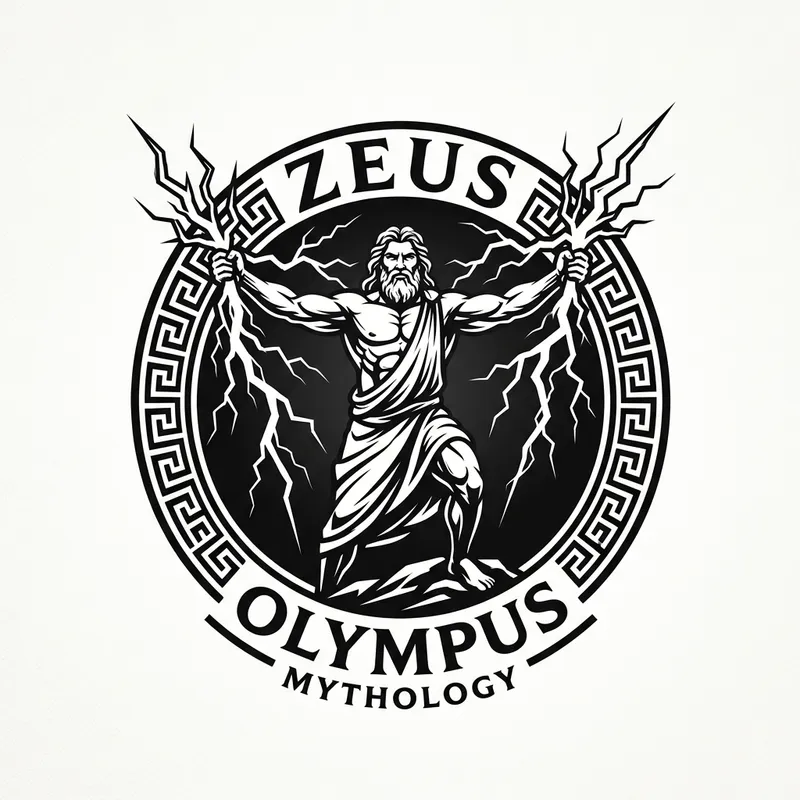Muscular Figure Creating Lightning - Greek Mythology Logo