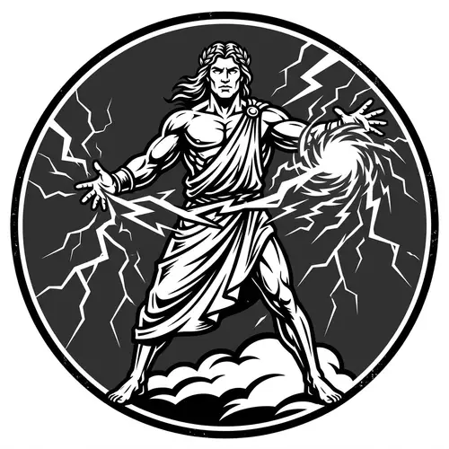 Powerful Mythological Deity Logo: Zeus-inspired Lightning Figure