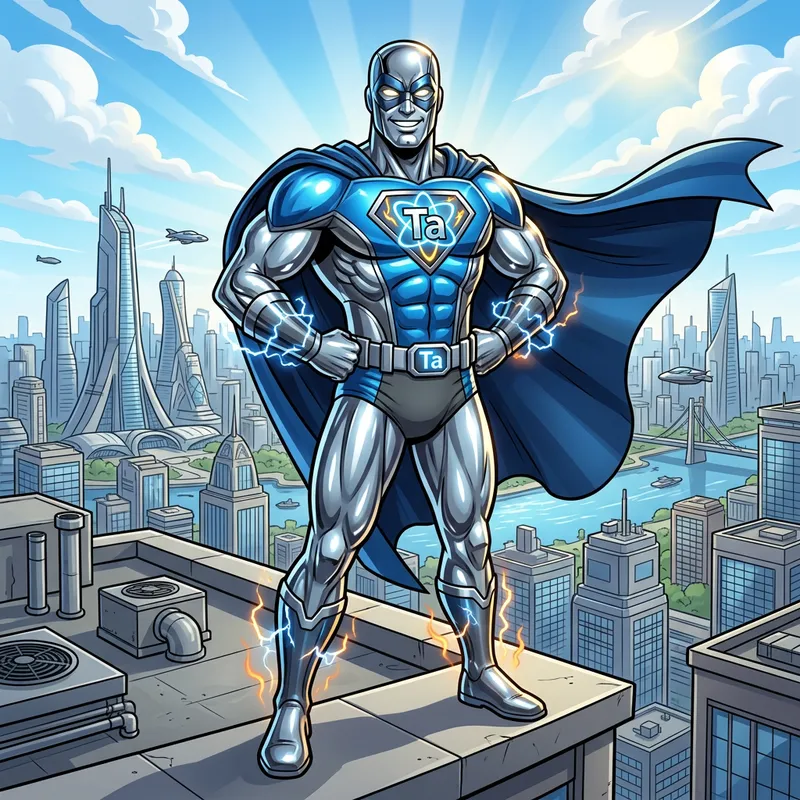 Tantalum Superhero: Shiny Metallic Cartoon Character with Powers