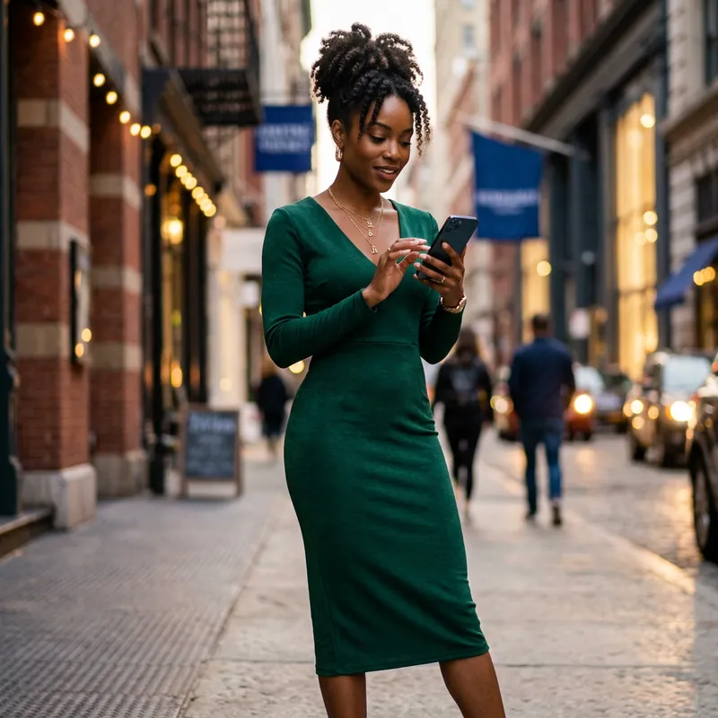 Elegant Black Model in Chic Urban Style