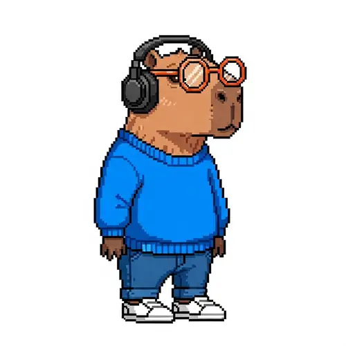 Cool Pixel Art Carpincho in Blue Hoodie