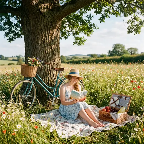 Summer at 17: Teenage Girl Reading Book in Wildflower Meadow