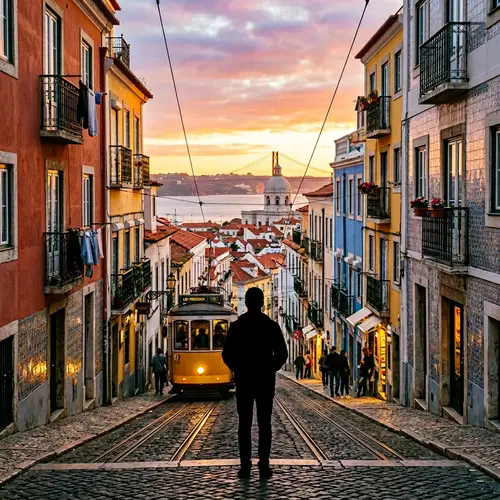 Silhouette in Lisbon City Center - Sunset Glow View