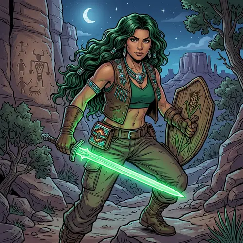Navajo Warrior Woman: Bold and Luminous Beauty