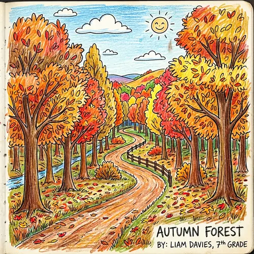 Autumn Forest Landscape by 7th Grade Student
