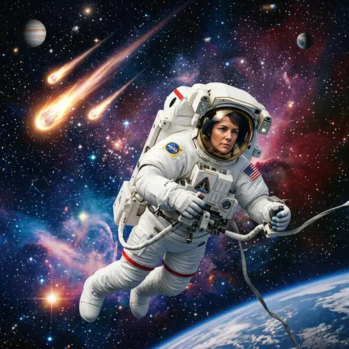 Female Astronaut Exploring Cosmic Expanse | Space Adventure