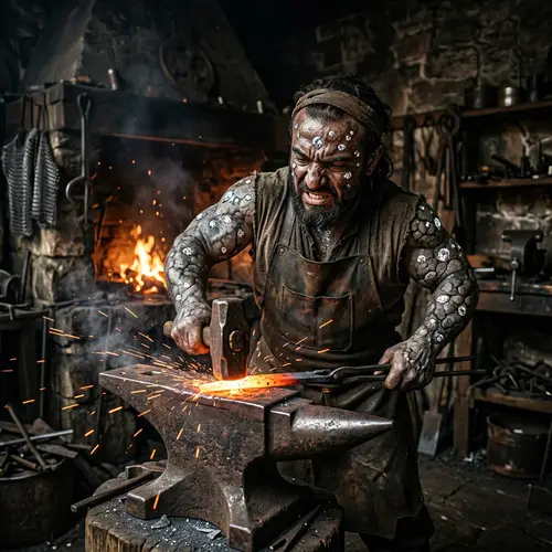 Arabic Dwarf Smith with Unique Stone-Like Skin & Diamond Accents