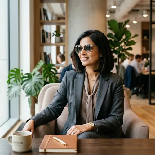 Elegance in Neutral Tones: South Asian Lady's Professional Attire