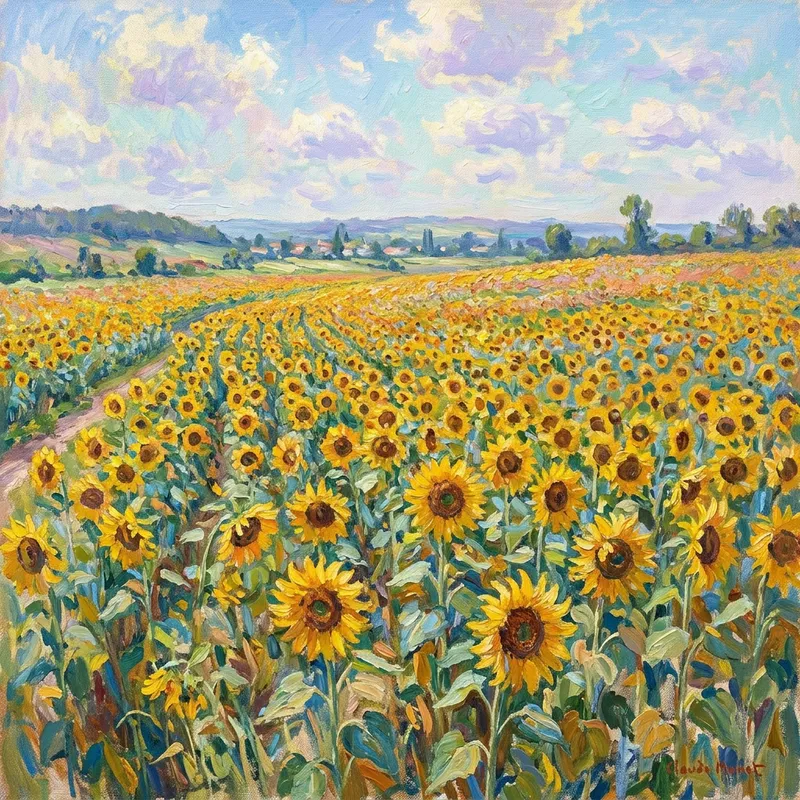 Serene Sunflower Field Landscape