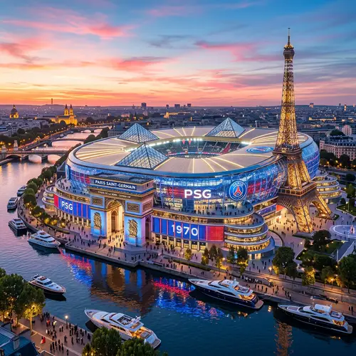 Futuristic PSG Stadium on the Seine - A Luxurious Marvel