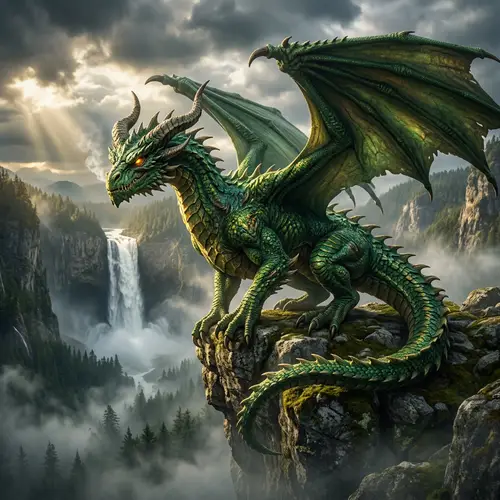 Majestic Dragon on Rocky Cliff - Awe-Inspiring Imagery