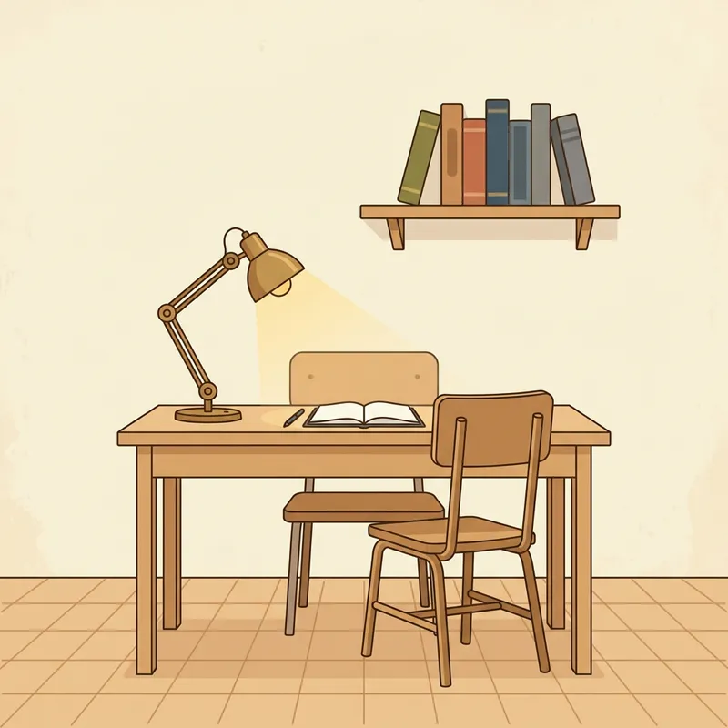 Minimalist Education: A Simple Library Scene