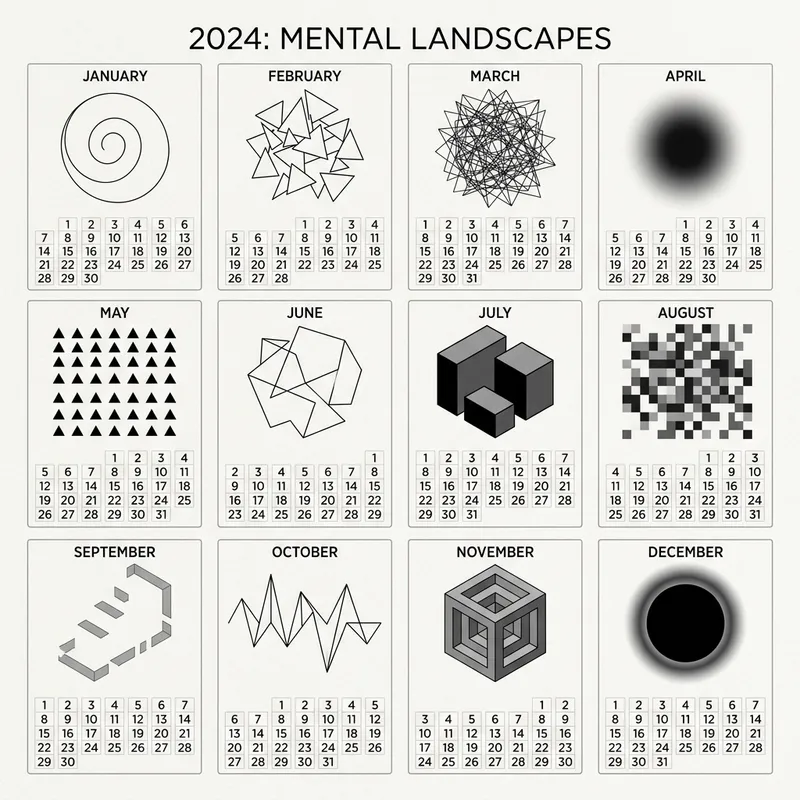 Illustrated Calendar with Minimalist Madness Theme