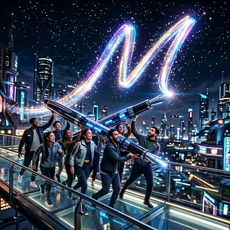 Futuristic Light Trails: A Dynamic 'M' in the Sky