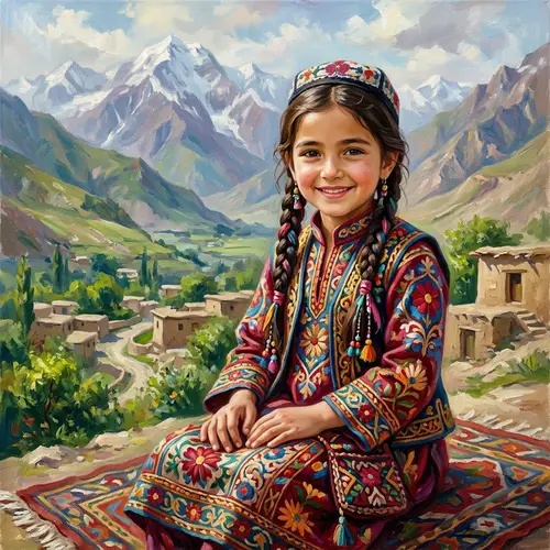 Traditional Tajik Girl - Rich Cultural Heritage | Artistic Painting