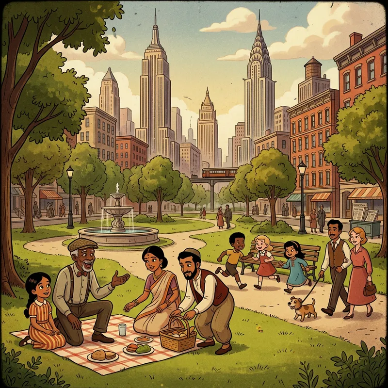 Playful Urban Park Characters in Pixar-style Animation