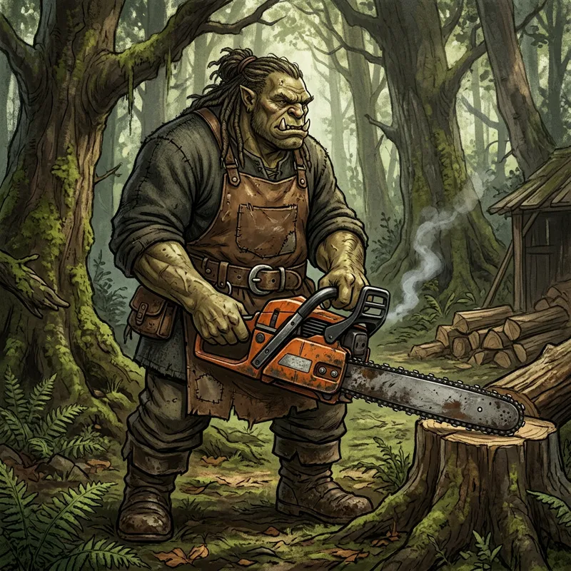 Ogre with Chainsaw: A Unique Fantasy Character