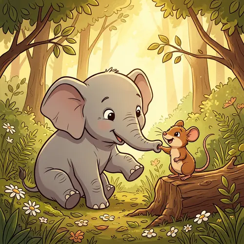 Wholesome Elephant and Mouse Playful Scene | Heartwarming Image