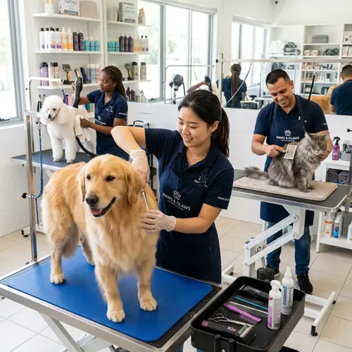 Professional Pet Grooming Services: Golden Retriever & Maine Coon Cat