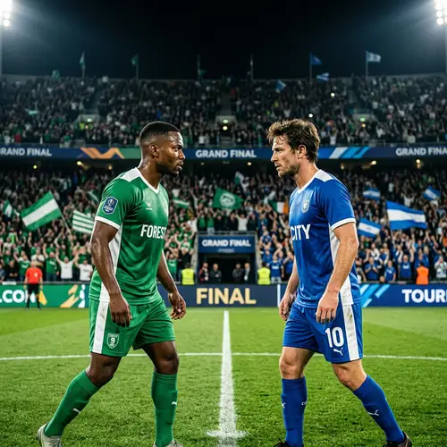 Thrilling Football Match: Players Face Off for Tournament Poster