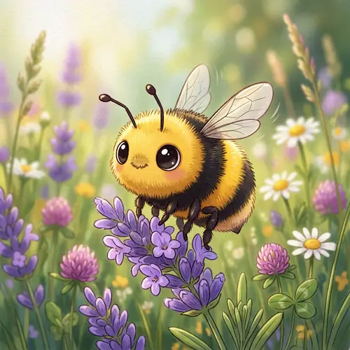 Cute Bee Creature with Yellow and Black Stripes