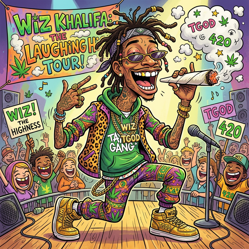 Funny Drawing of Rapper Wiz Khalifa | AI Art Generator | Easy-Peasy.AI
