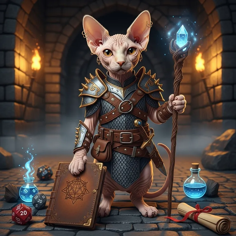 Sphinx Cat Meets D&D: A Unique Fantasy Blend