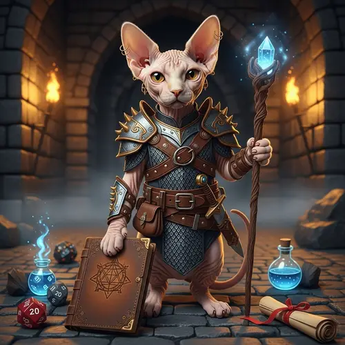 Sphinx Cat Meets D&D: A Unique Fantasy Blend