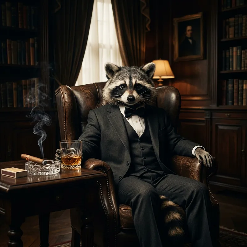 Raccoon in 'The Godfather' Style - Unique Artwork Raccoon in 'The Godfather' Style - Unique Artwork