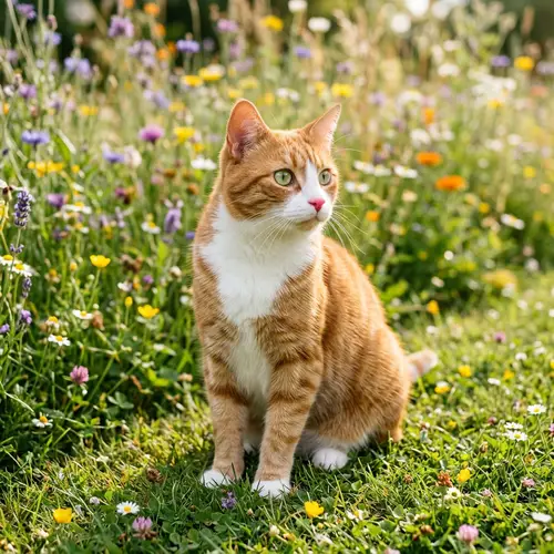 Charming Cat in a Serene Summer Setting