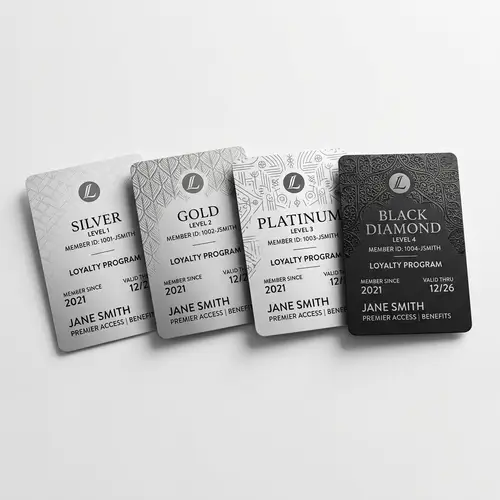 Monochrome Loyalty Program Cards: Four Levels of Sophistication