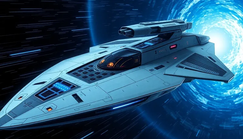 Futuristic Aerodynamic Spaceship for Wormhole Travel Futuristic Aerodynamic Spaceship for Wormhole Travel